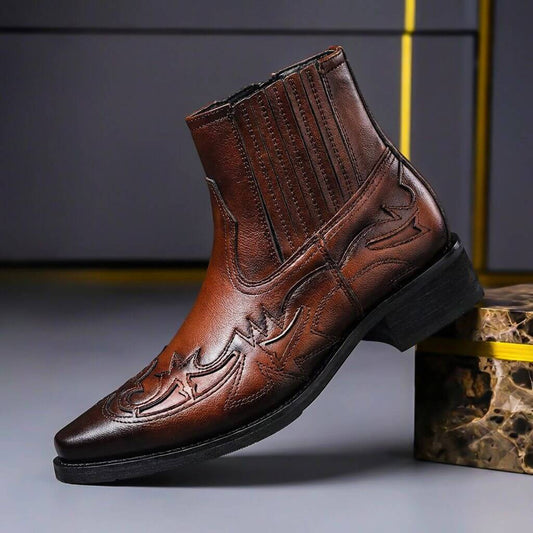 | Jovino mænds italienske læder vintage støvler