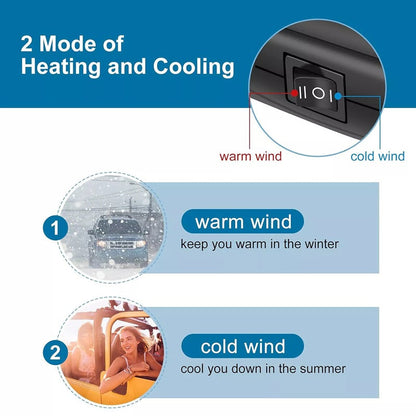 12V Bærbar Bilvarmer med 360° Drejelig Base