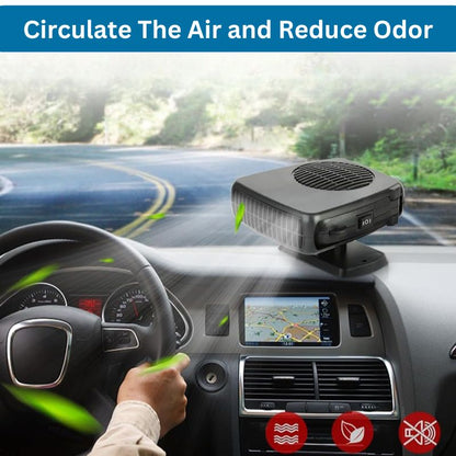 12V Bærbar Bilvarmer med 360° Drejelig Base